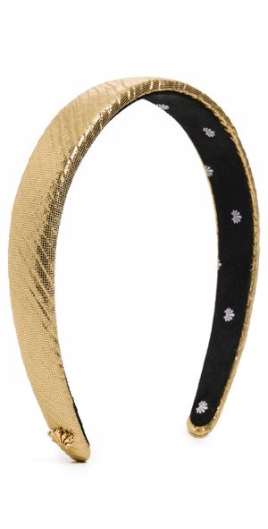 Lele Sadoughi Charlotte Crinkled Silk Headband Gold One Size