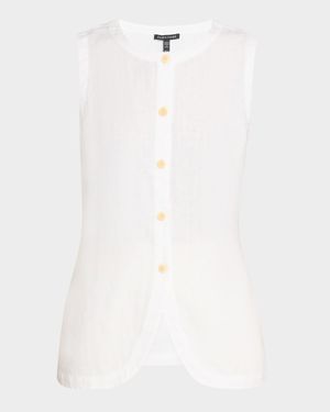 Button-Down Organic Linen Vest