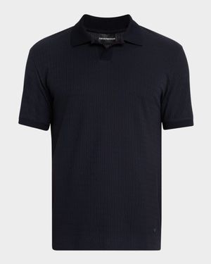 Men's Chain Stitch Jacquard Knit Polo Shirt