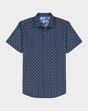 Men's Bramston Geometric Satin Short-Sleeve Shirt