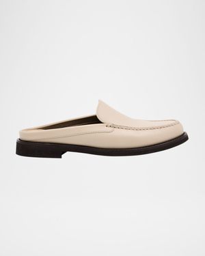 Calfskin Leather Loafer Mules