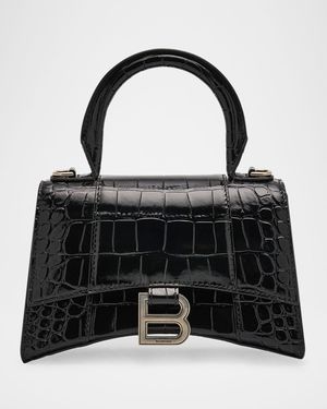 Hourglass XS Croc-Embossed Bag