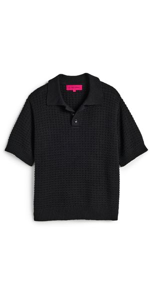 The Elder Statesman Nora Lite Check Unisex Polo Black M
