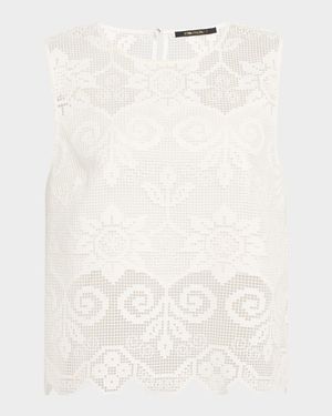 Shelly Scalloped Pixel Floral Lace Blouse
