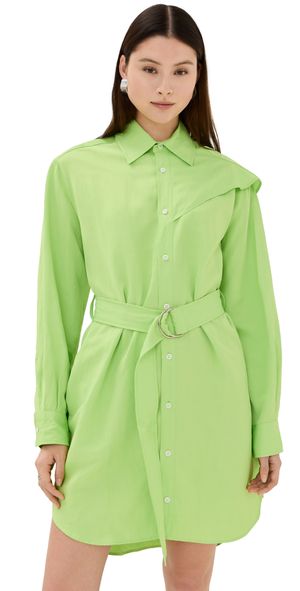 JW Anderson Cape Shoulder Drape Shirt Dress Lime 12