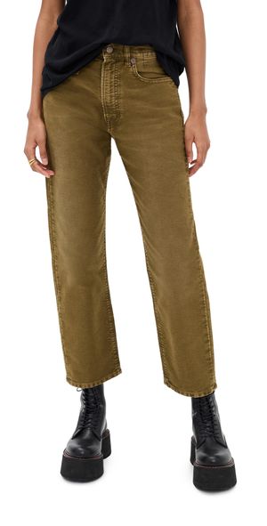 R13 Boyfriend Jeans Olive Dyed Moleskin Green 31