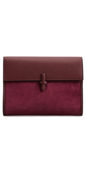 Hunting Season Large Soft Clutch in Suede Burgundy One Size