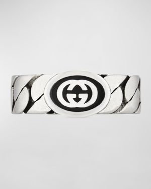 Men's Interlocking G Sterling Silver Ring