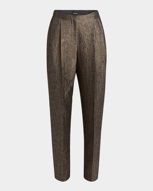 Geo Silk Jacquard Tapered-Leg Trousers