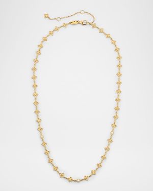 18K Yellow Gold Principessa Diamond Flower Link Necklace