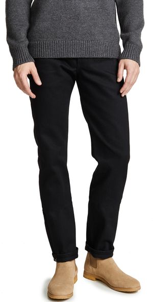 Naked & Famous Denim Weird Guy Solid Black Selvedge Black Selvedge 33