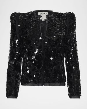 Shai Sequined Metallic Tweed Jacket
