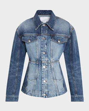 Two-Tone Waisted Denim Jacket