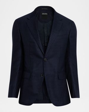 Men's Cashmere and Silk Tonal Check Sport Coat