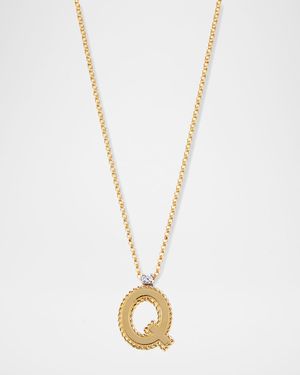 Princess 18K Yellow Gold Diamond Initial Necklace, Q