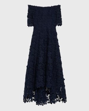 High-Low Floral Lace Maxi Dress