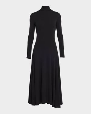 Heart Cutout Turtleneck Long-Sleeve Maxi Dress