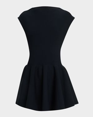 High-Neck Cap-Sleeve Mini Skater Dress
