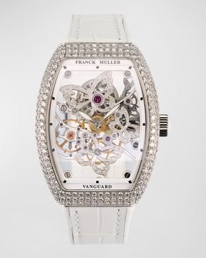 Butterfly Diamond Skeleton Watch White Strap