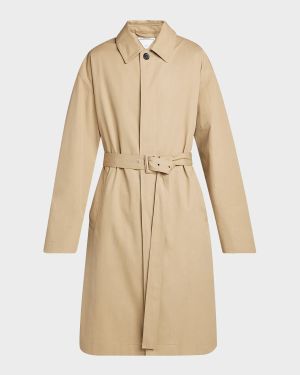Men's Check-Lined Twill Trench Coat