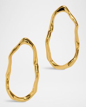 Brut Gold-Plated Open Oval Post Earrings