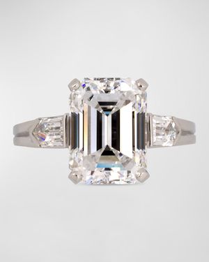 Estate Platinum Emerald Cut Diamond Ring, Size 6