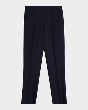Men's Wool Straight-Leg Pleated Trousers