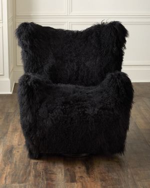 Aima Shearling Swivel Wing Chair