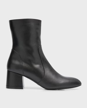 Flareblock Leather Zip Ankle Booties
