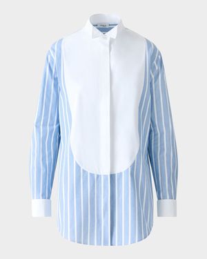 Plastron Striped Cotton Fil-A-Fil Shirt