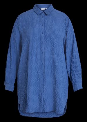 Evoked - Chemise longue texturée - Taille 54 - Bleu