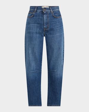 Caprile Cropped Stretch Cotton Barrel Jeans