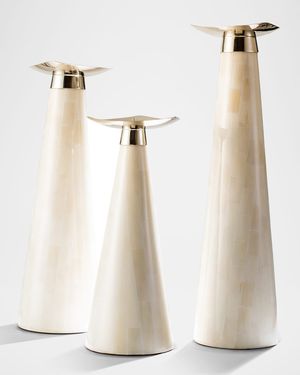 Bone Candlestick Holder Trio Set