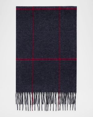 Men's Silk-Cashmere Check Scarf