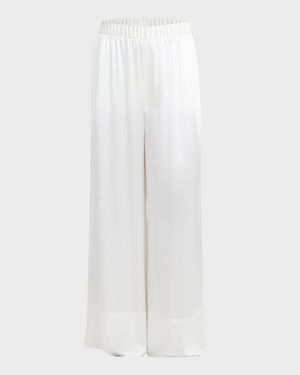 Kay Mid-Rise Wide-Leg Silk Pull-On Pants