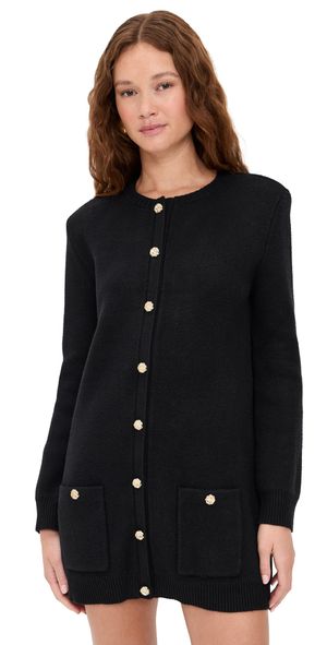LE BOP Parker Gold Button Sweater Dress Black M