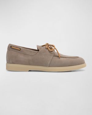 Men's Suede Metal Logo Boat Shoes