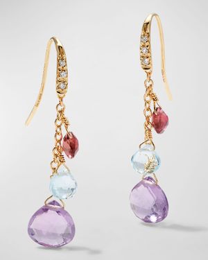 18K Yellow Gold Paradise Short Mixed Gemstone Drop Earrings