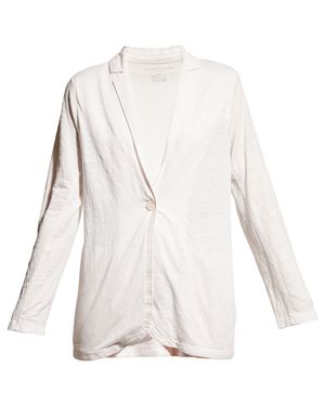 Stretch Linen One-Button Relaxed Boyfriend Blazer