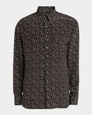 Men's Crepe de Chine Polka Dot Sport Shirt