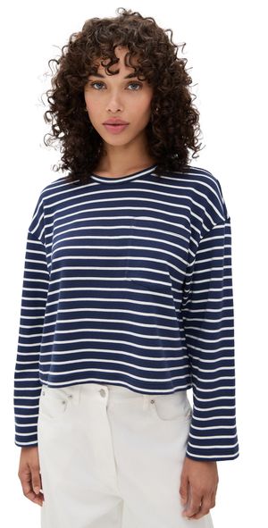 Apiece Apart Boxy Tee Navy And Cream Stripe M