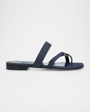 Susa Chambray Crisscross Flat Sandals