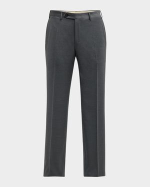 Men's Melange Flat-Front Trousers