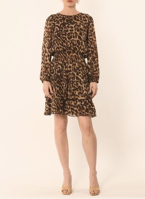 Kookai - Robe courte léopard à volants - Taille 42 - Marron