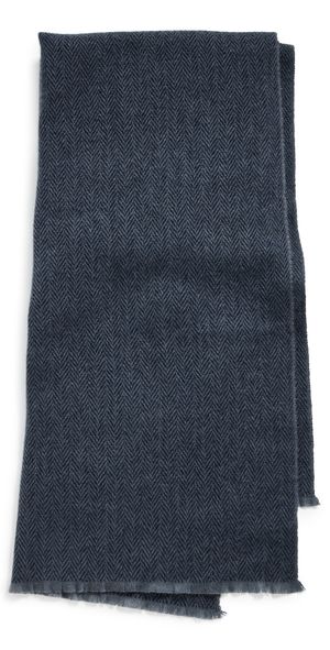 Vince Lightweight Herringbone Cashmere Scarf Iris Blue Coastal One Size