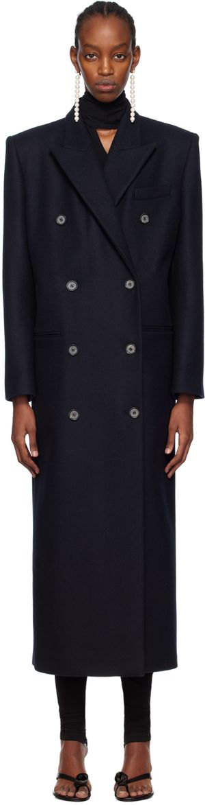 Magda Butrym Navy Double-Breasted Coat