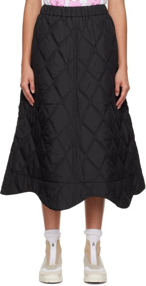 GANNI Jupe midi matelassée noire