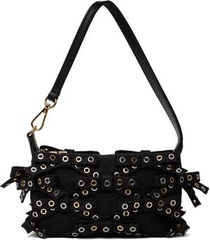 GANNI Black Denim Small Butterfly Pouch Bow Bag