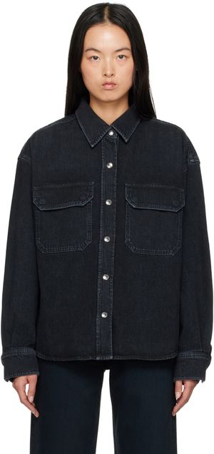 AGOLDE Black Gwen Slice Denim Shirt