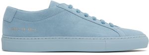 Common Projects Blue Achilles Tonal Suede Sneakers